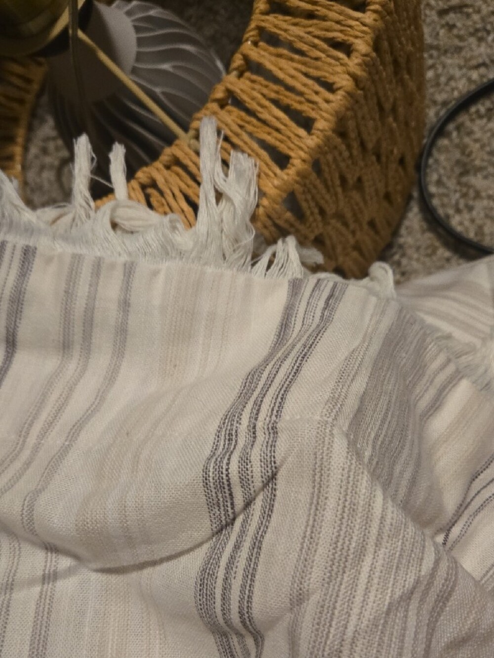 Threshold Striped Curtain Panel in Cream and Gray - Picture 12 of 15